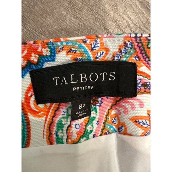 Talbots Petite 8P Womens Scalloped Hem Paisley Skirt Multicolor Design Waist 8P - Picture 6 of 7